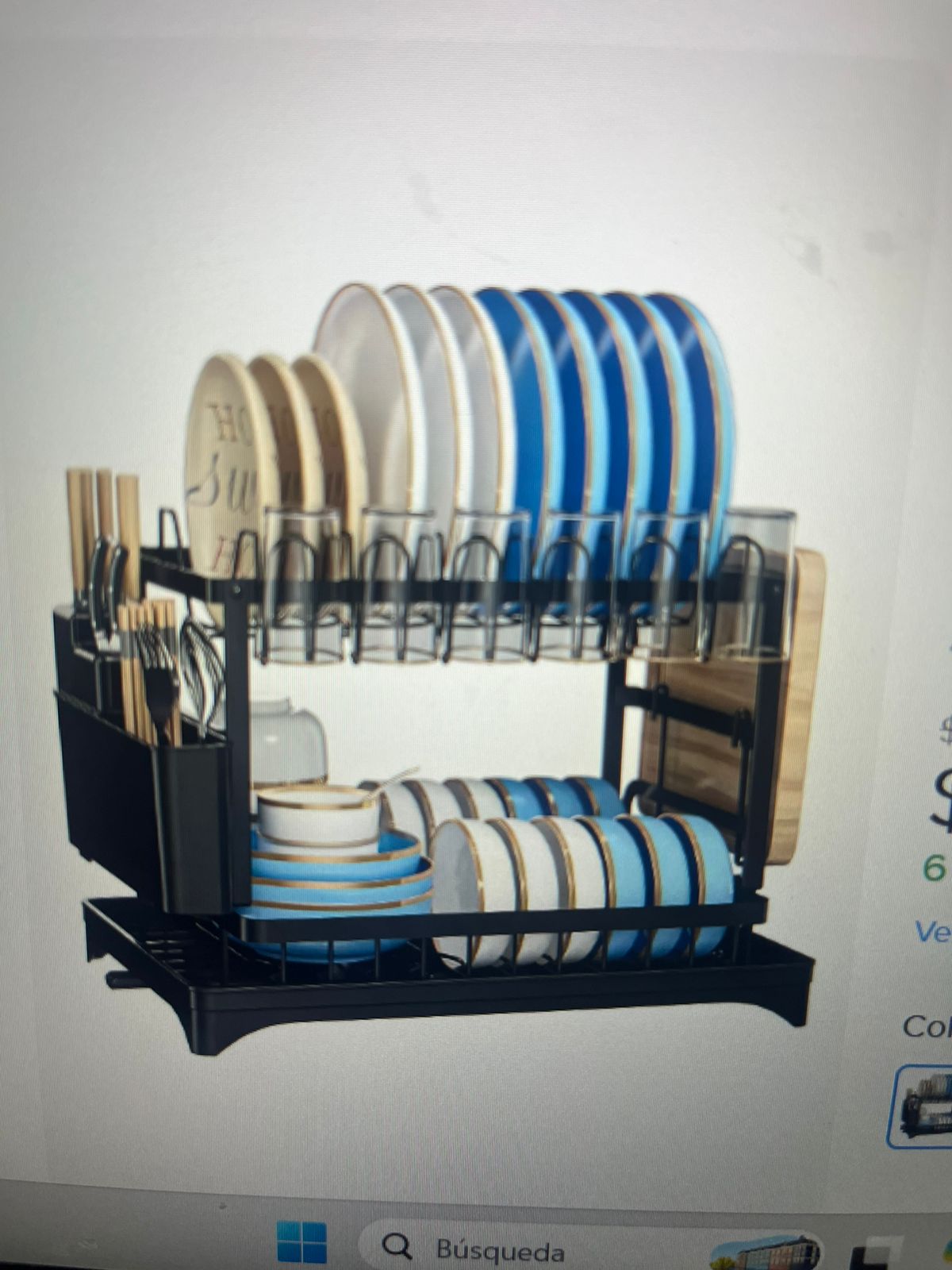 Secador Escurridor IZI LIFE De Platos 2 Niveles Color Negro